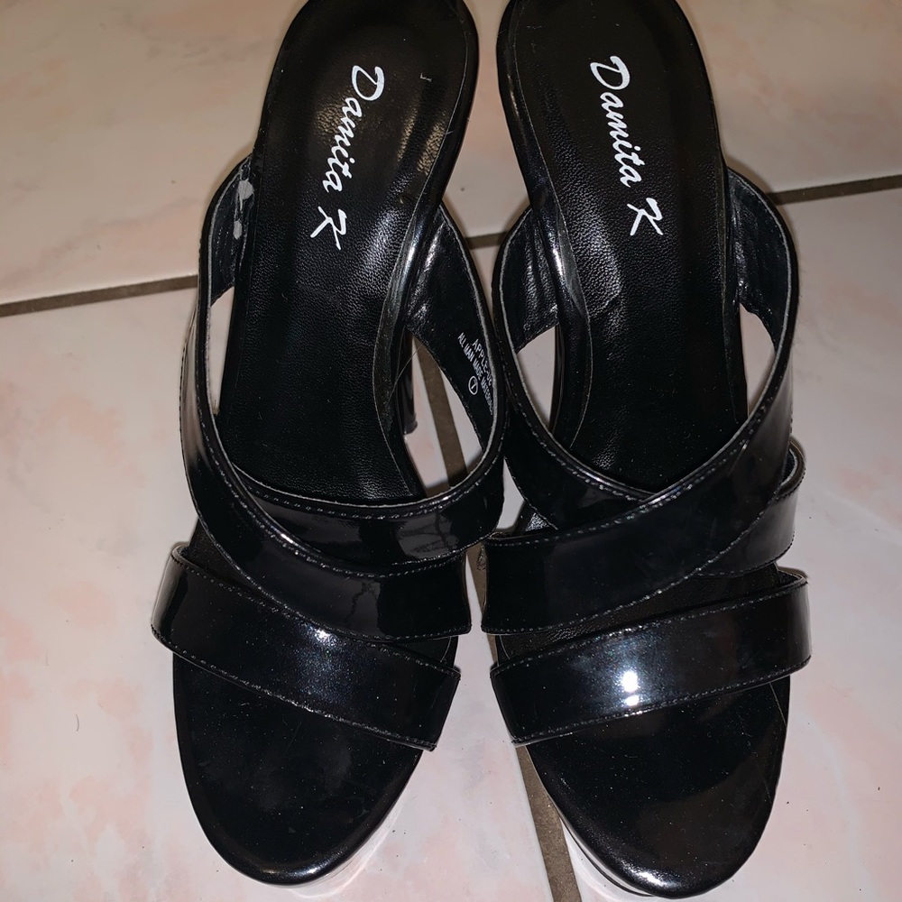 Black strappy platform sandals